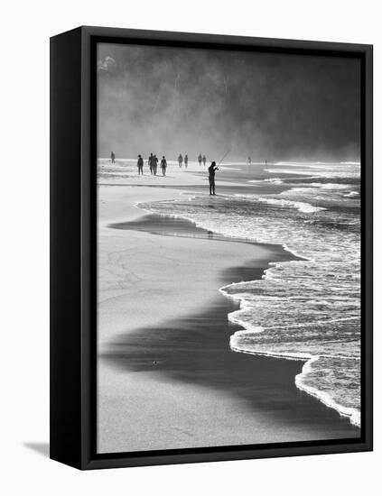 A Local Fisherman Fishing on Itamambuca Beach, Ubatuba, Brazil-Alex Saberi-Framed Premier Image Canvas