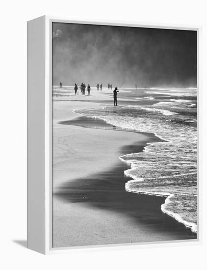 A Local Fisherman Fishing on Itamambuca Beach, Ubatuba, Brazil-Alex Saberi-Framed Premier Image Canvas