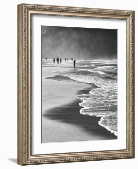 A Local Fisherman Fishing on Itamambuca Beach, Ubatuba, Brazil-Alex Saberi-Framed Photographic Print