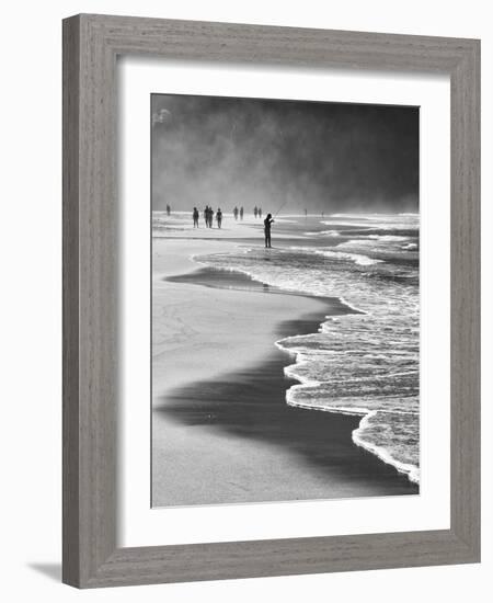 A Local Fisherman Fishing on Itamambuca Beach, Ubatuba, Brazil-Alex Saberi-Framed Photographic Print