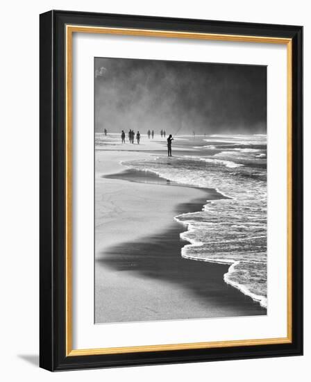 A Local Fisherman Fishing on Itamambuca Beach, Ubatuba, Brazil-Alex Saberi-Framed Photographic Print