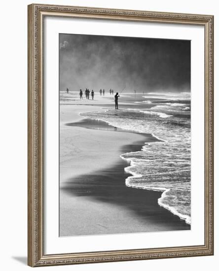 A Local Fisherman Fishing on Itamambuca Beach, Ubatuba, Brazil-Alex Saberi-Framed Photographic Print