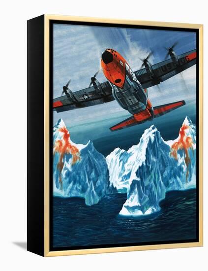 A Lockheed Hercules Patrolling Icebergs for the Coast Guard-Wilf Hardy-Framed Premier Image Canvas