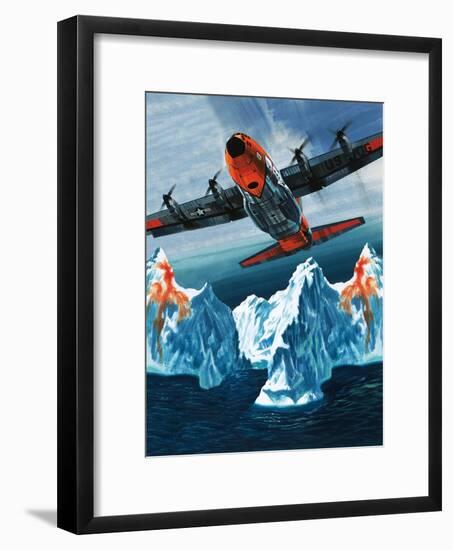 A Lockheed Hercules Patrolling Icebergs for the Coast Guard-Wilf Hardy-Framed Giclee Print