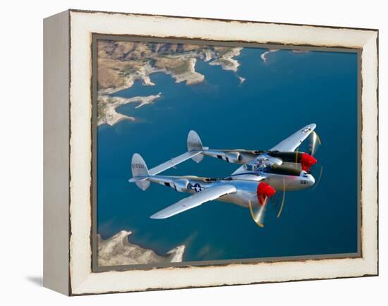 A Lockheed P-38 Lightning Fighter Aircraft in Flight-Stocktrek Images-Framed Premier Image Canvas