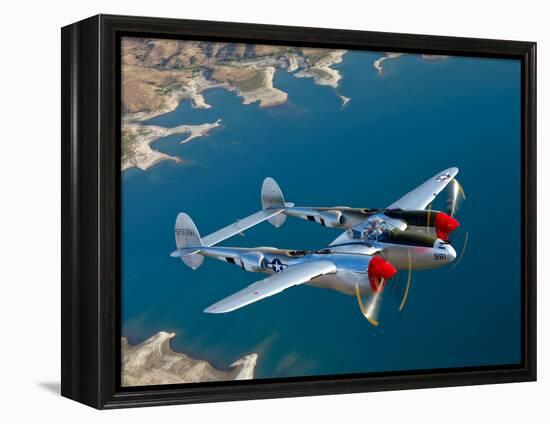 A Lockheed P-38 Lightning Fighter Aircraft in Flight-Stocktrek Images-Framed Premier Image Canvas