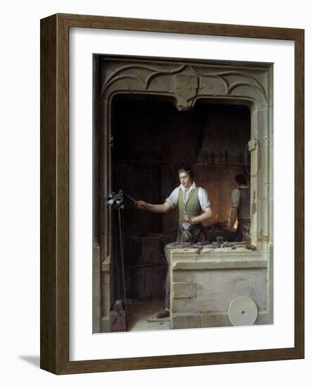 A Locksmith Seeking to Make a Jay Bite His Metal File by Jean Antoine Laurent-null-Framed Photographic Print