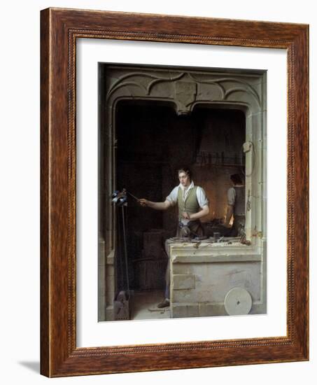 A Locksmith Seeking to Make a Jay Bite His Metal File by Jean Antoine Laurent-null-Framed Photographic Print