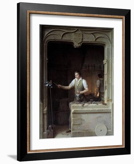 A Locksmith Seeking to Make a Jay Bite His Metal File by Jean Antoine Laurent-null-Framed Photographic Print