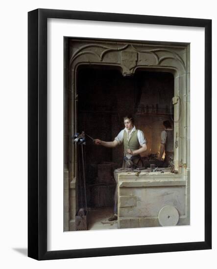 A Locksmith Seeking to Make a Jay Bite His Metal File by Jean Antoine Laurent-null-Framed Photographic Print