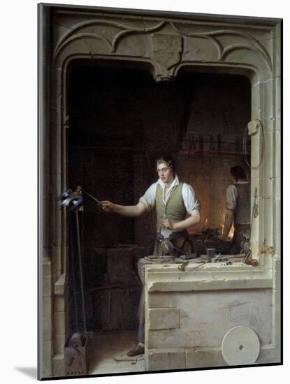 A Locksmith Seeking to Make a Jay Bite His Metal File by Jean Antoine Laurent-null-Mounted Photographic Print