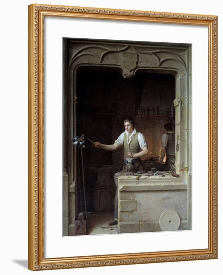 A Locksmith Seeking to Make a Jay Bite His Metal File by Jean Antoine Laurent-null-Framed Photographic Print