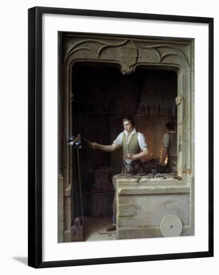 A Locksmith Seeking to Make a Jay Bite His Metal File by Jean Antoine Laurent-null-Framed Photographic Print