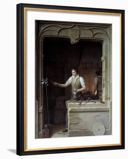 A Locksmith Seeking to Make a Jay Bite His Metal File by Jean Antoine Laurent-null-Framed Photographic Print