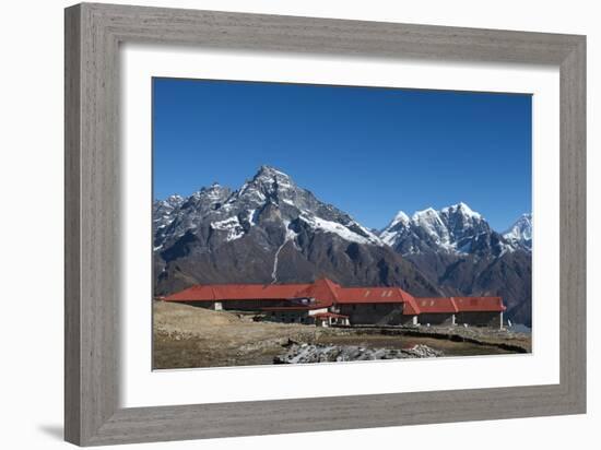 A lodge at Kongde in Everest region, Khumbu Region, Himalayas, Nepal, Asia-Alex Treadway-Framed Photographic Print