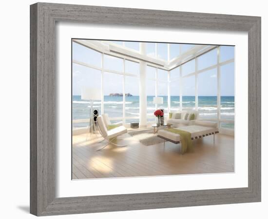 A Loft Apartment Interior with Seascape View-PlusONE-Framed Photographic Print