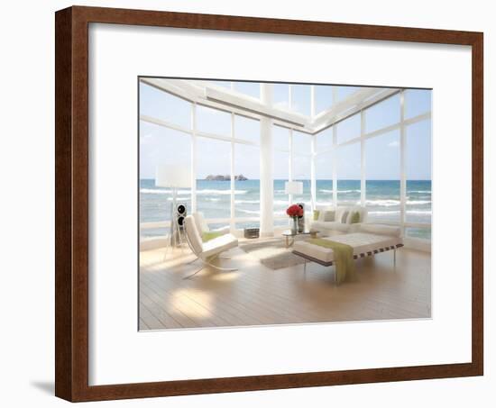 A Loft Apartment Interior with Seascape View-PlusONE-Framed Photographic Print