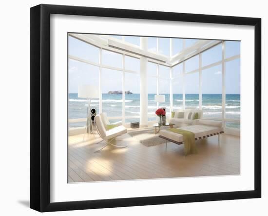 A Loft Apartment Interior with Seascape View-PlusONE-Framed Photographic Print