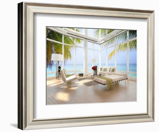 A Loft Apartment Interior with Seascape View-PlusONE-Framed Photographic Print