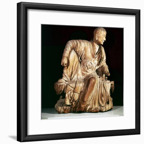 A Lohan (Disciple of Buddha), Chinese woodcarving, 14th century-Unknown-Framed Giclee Print