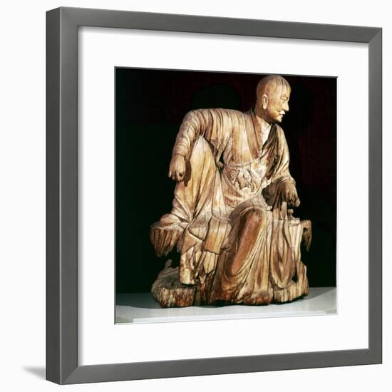 A Lohan (Disciple of Buddha), Chinese woodcarving, 14th century-Unknown-Framed Giclee Print