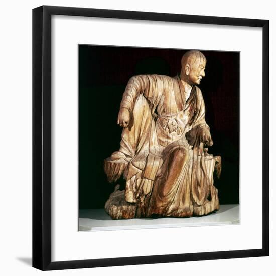 A Lohan (Disciple of Buddha), Chinese woodcarving, 14th century-Unknown-Framed Giclee Print