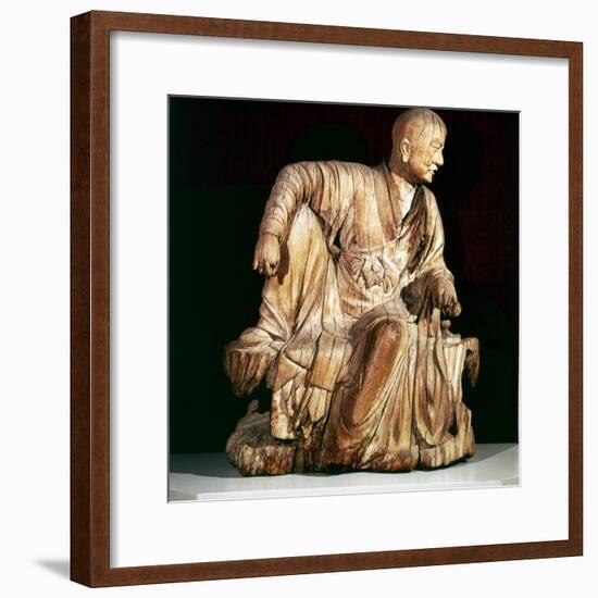 A Lohan (Disciple of Buddha), Chinese woodcarving, 14th century-Unknown-Framed Giclee Print