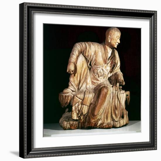 A Lohan (Disciple of Buddha), Chinese woodcarving, 14th century-Unknown-Framed Giclee Print