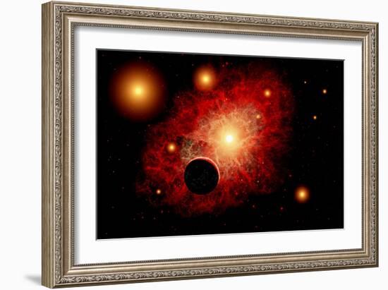 A Lone Planet Orbiting a Cluster of Red Giant Stars-null-Framed Art Print