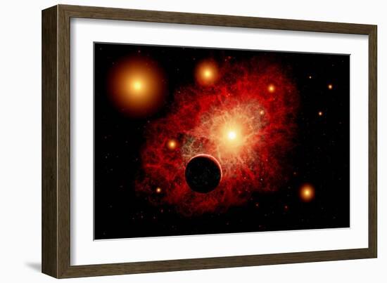 A Lone Planet Orbiting a Cluster of Red Giant Stars-null-Framed Art Print