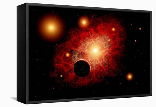 A Lone Planet Orbiting a Cluster of Red Giant Stars-null-Framed Stretched Canvas