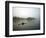 A Lone Rower Slowly Maneuvers His Craft Down the Schuykill River Through a Thick Fog-null-Framed Photographic Print