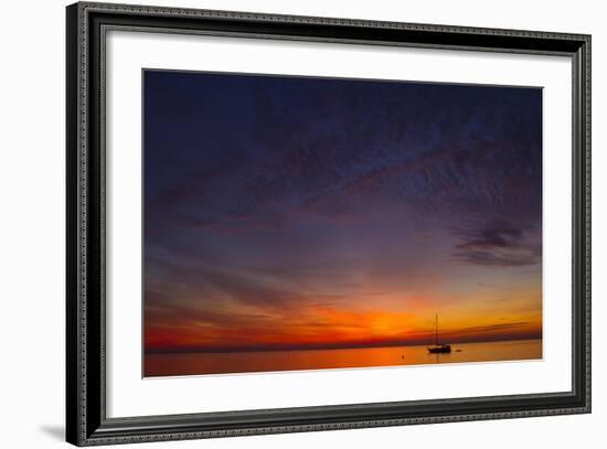 A Lone Sailboat Sits on the Calm Waters of the Chesapeake Bay Off Tilghman Island, Maryland-Karine Aigner-Framed Photographic Print