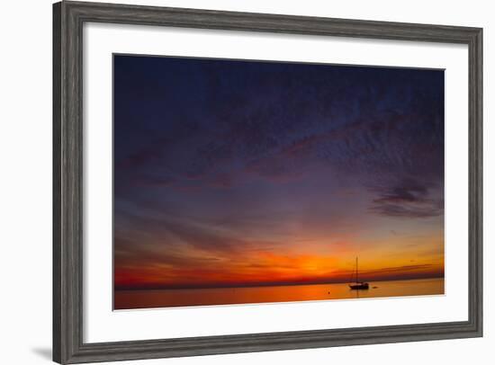 A Lone Sailboat Sits on the Calm Waters of the Chesapeake Bay Off Tilghman Island, Maryland-Karine Aigner-Framed Photographic Print