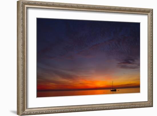 A Lone Sailboat Sits on the Calm Waters of the Chesapeake Bay Off Tilghman Island, Maryland-Karine Aigner-Framed Photographic Print