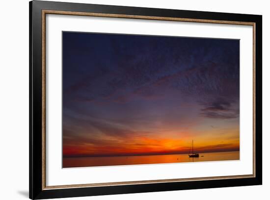 A Lone Sailboat Sits on the Calm Waters of the Chesapeake Bay Off Tilghman Island, Maryland-Karine Aigner-Framed Photographic Print