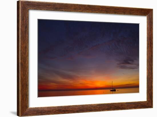 A Lone Sailboat Sits on the Calm Waters of the Chesapeake Bay Off Tilghman Island, Maryland-Karine Aigner-Framed Photographic Print