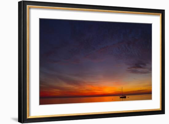 A Lone Sailboat Sits on the Calm Waters of the Chesapeake Bay Off Tilghman Island, Maryland-Karine Aigner-Framed Photographic Print