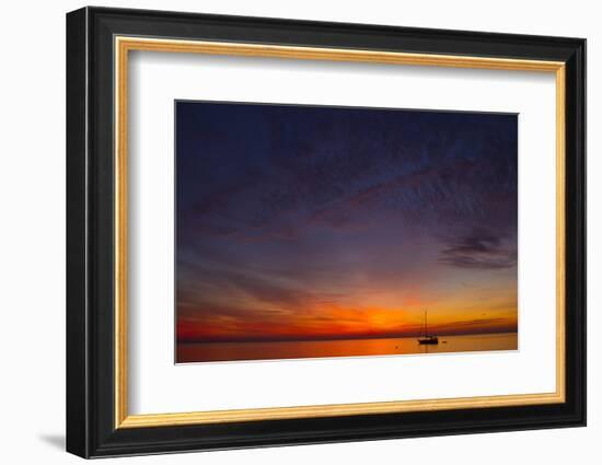 A Lone Sailboat Sits on the Calm Waters of the Chesapeake Bay Off Tilghman Island, Maryland-Karine Aigner-Framed Photographic Print