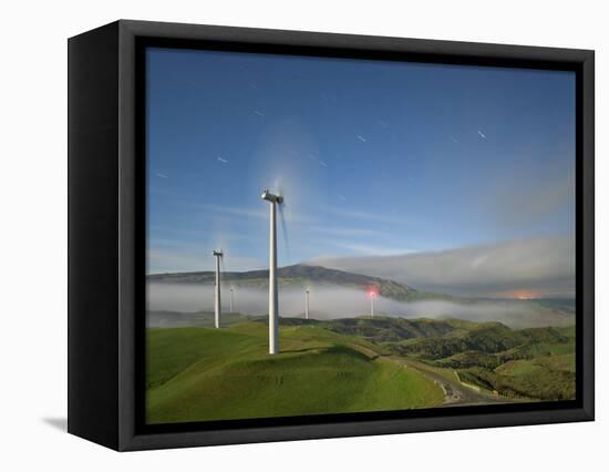 A Long Exposure by Moonlight of Windmills in Te Apiti Wind Farm, Manawatu, New Zealand-Don Smith-Framed Premier Image Canvas