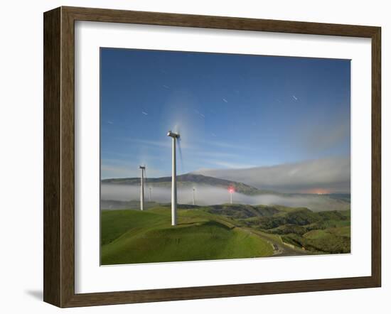 A Long Exposure by Moonlight of Windmills in Te Apiti Wind Farm, Manawatu, New Zealand-Don Smith-Framed Photographic Print