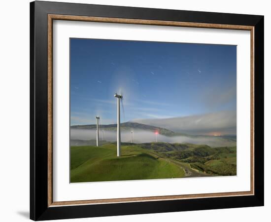 A Long Exposure by Moonlight of Windmills in Te Apiti Wind Farm, Manawatu, New Zealand-Don Smith-Framed Photographic Print