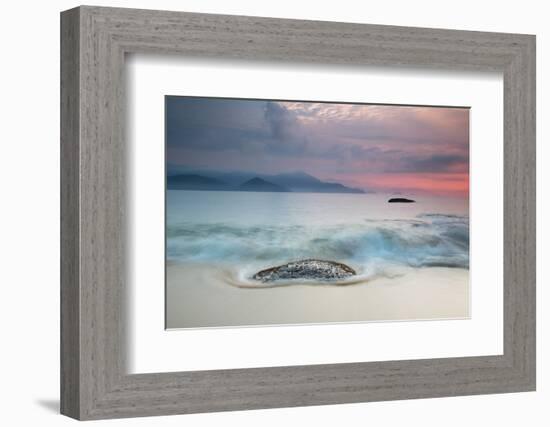 A Long Exposure of a Colorful Sunrise in the Atlantic Rainforest Beach in Ubatuba, Brazil-Alex Saberi-Framed Photographic Print