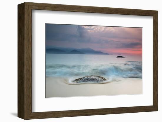 A Long Exposure of a Colorful Sunrise in the Atlantic Rainforest Beach in Ubatuba, Brazil-Alex Saberi-Framed Photographic Print