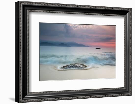 A Long Exposure of a Colorful Sunrise in the Atlantic Rainforest Beach in Ubatuba, Brazil-Alex Saberi-Framed Photographic Print