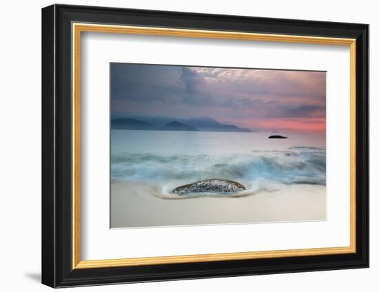 A Long Exposure of a Colorful Sunrise in the Atlantic Rainforest Beach in Ubatuba, Brazil-Alex Saberi-Framed Photographic Print