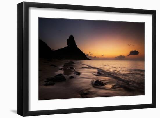 A Long Exposure of Morro Do Pico on Fernando De Noronha at Sunset-Alex Saberi-Framed Photographic Print