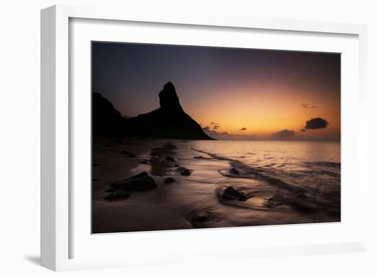 A Long Exposure of Morro Do Pico on Fernando De Noronha at Sunset-Alex Saberi-Framed Photographic Print