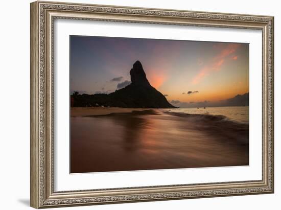 A Long Exposure of Morro Do Pico on Fernando De Noronha at Sunset-Alex Saberi-Framed Photographic Print