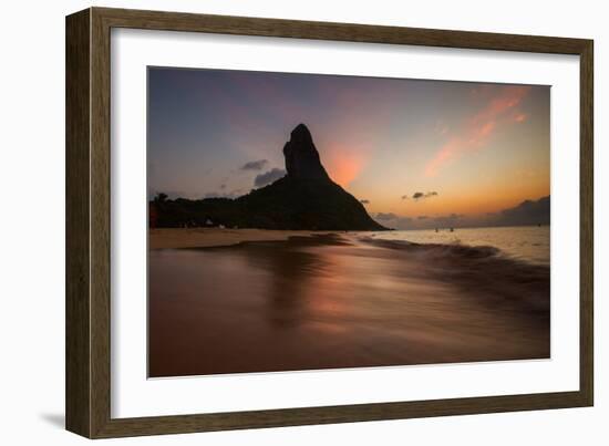 A Long Exposure of Morro Do Pico on Fernando De Noronha at Sunset-Alex Saberi-Framed Photographic Print